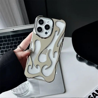 3D Flame Hollow Slim Phone Case for iPhone 11-16 Pro Max – Bold Flame Pattern, Shockproof Protection, Scratch-Resistant Finish, and Slim, Lightweight Design for Stylish and Durable Phone Coverage.