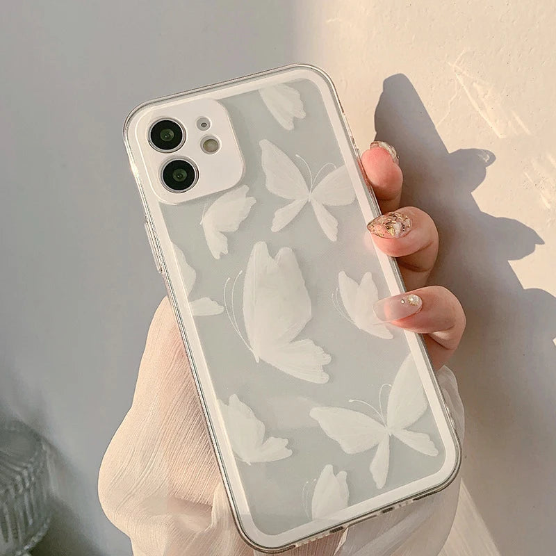 Chic butterfly pattern silicone iPhone case, offering a soft-touch design with vibrant butterfly prints for style and reliable everyday protection.