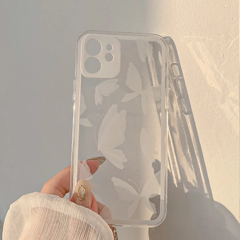 Chic butterfly pattern silicone iPhone case, offering a soft-touch design with vibrant butterfly prints for style and reliable everyday protection.