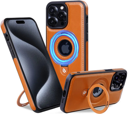 MATEO: Classic Leather iPhone Case - Premium leather design with MagSafe compatibility, providing secure protection and support for wireless charging on your iPhone.