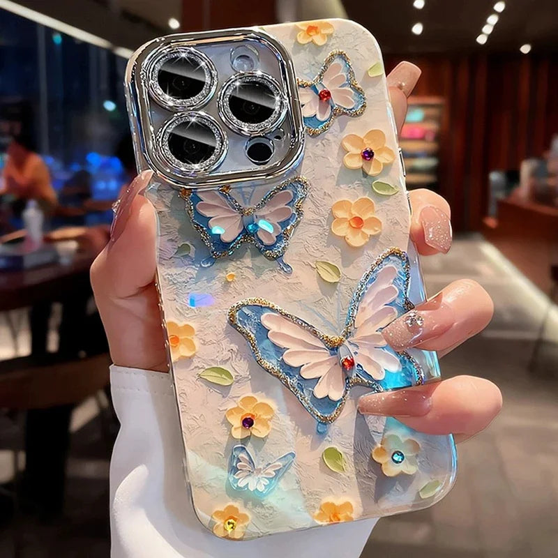 Luxury Glitter Butterfly Laser Phone Case for iPhone 11-16 Pro Max – Stylish Shockproof Bumper Cover with Durable Scratch-Resistant Finish, Non-Slip Grip, and Trendy Butterfly Pattern for Ultimate Protection and Elegance.