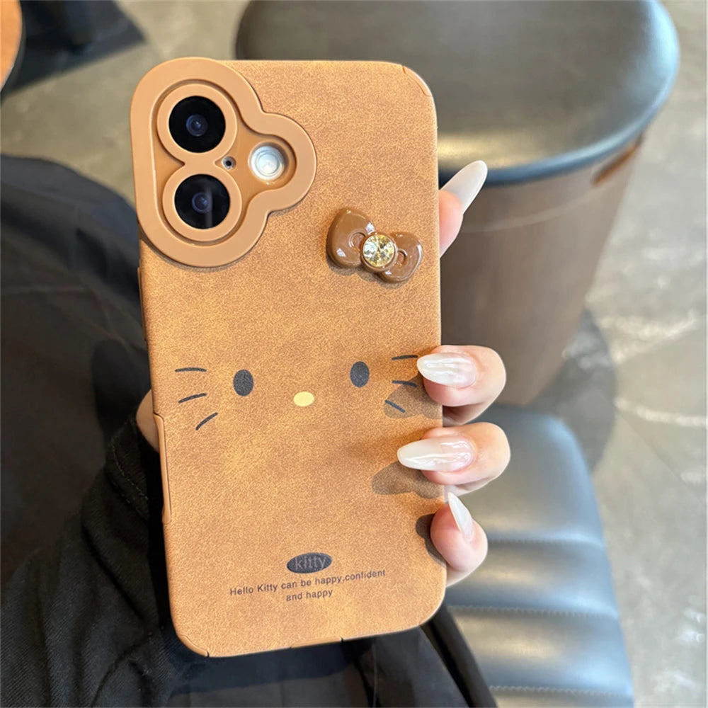 iPhone Kitty Leather Case - Adorable and durable leather case with a cute kitty design, offering stylish protection for your iPhone.