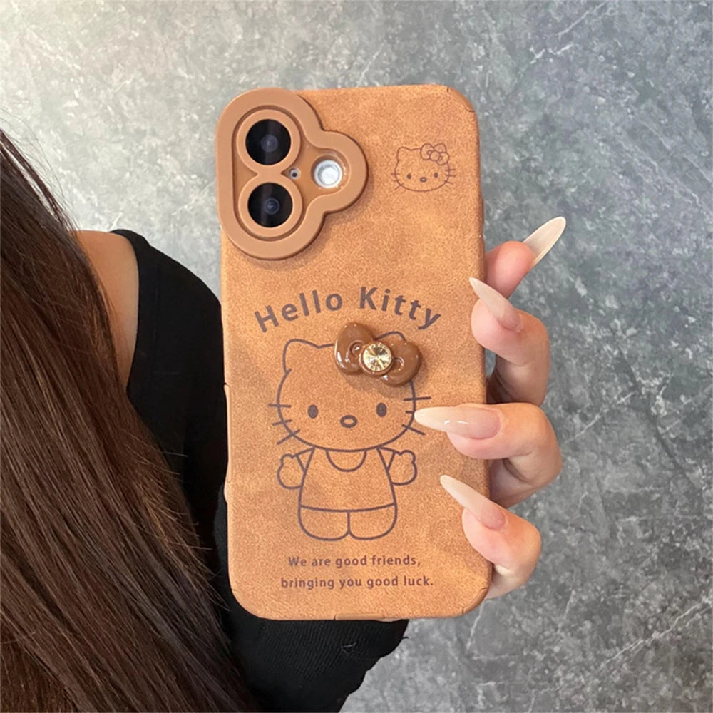 iPhone Kitty Leather Case - Adorable and durable leather case with a cute kitty design, offering stylish protection for your iPhone.