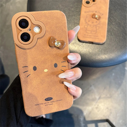 iPhone Kitty Leather Case - Adorable and durable leather case with a cute kitty design, offering stylish protection for your iPhone.