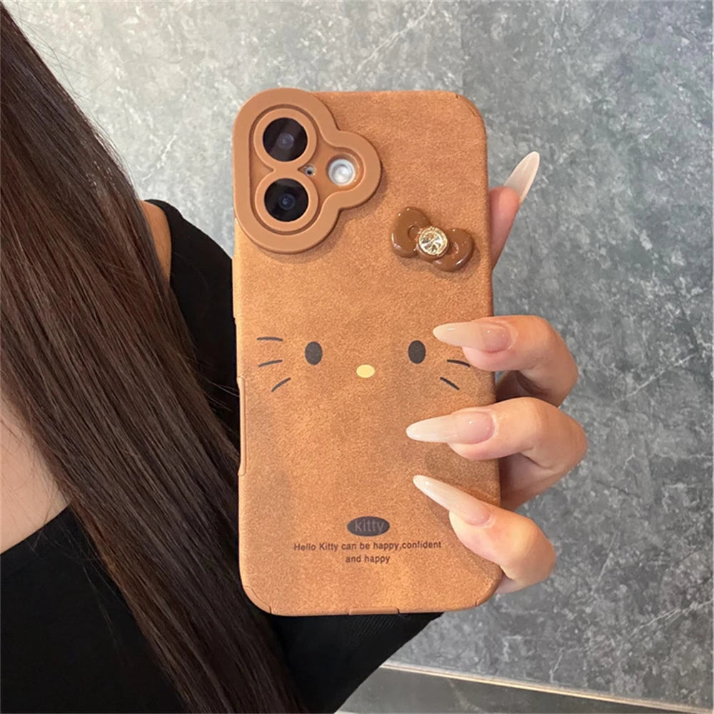 iPhone Kitty Leather Case - Adorable and durable leather case with a cute kitty design, offering stylish protection for your iPhone.