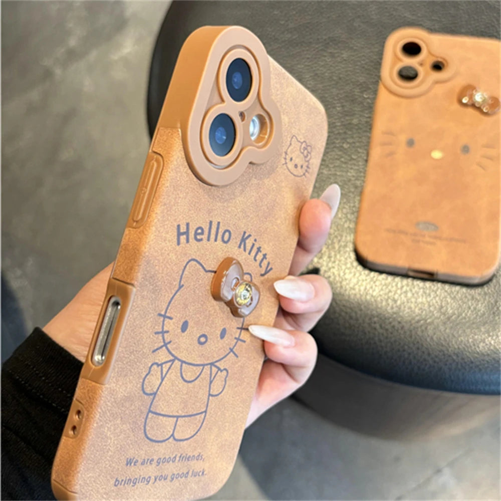 iPhone Kitty Leather Case - Adorable and durable leather case with a cute kitty design, offering stylish protection for your iPhone.