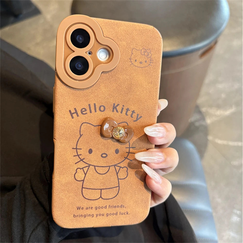 iPhone Kitty Leather Case - Adorable and durable leather case with a cute kitty design, offering stylish protection for your iPhone.