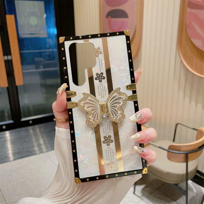 Luxury Laser Shell Butterfly Samsung Case - Stylish protective case with a laser-etched butterfly design and durable shell construction, offering elegance and reliable protection for Samsung Galaxy devices.