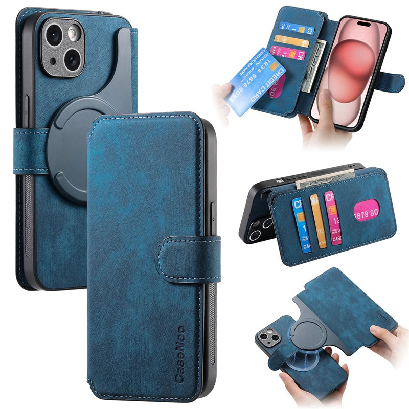 Luxury Wallet Flip iPhone Case with Card Slot - Stylish flip cover design with built-in card slots, premium protection, and a sleek wallet-style look for your iPhone.