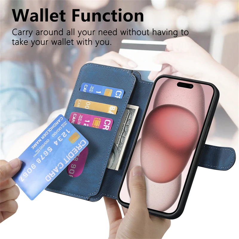 Luxury Wallet Flip iPhone Case with Card Slot - Stylish flip cover design with built-in card slots, premium protection, and a sleek wallet-style look for your iPhone.