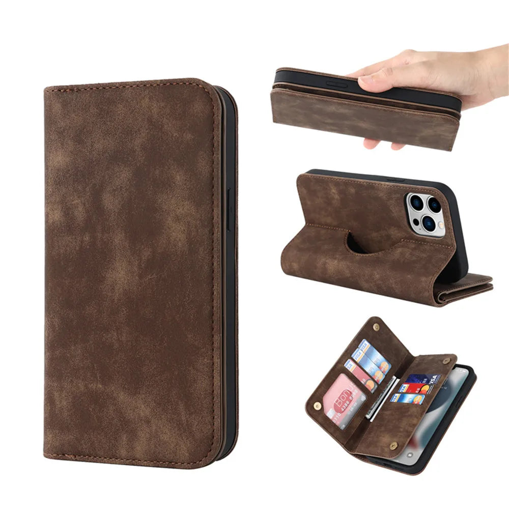 MUSK: Wallet iPhone Leather Case - Premium leather wallet case with card slots and secure protection, combining elegance and functionality for your iPhone.