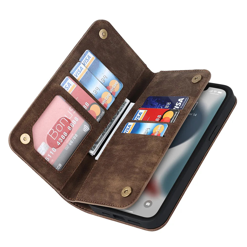 MUSK: Wallet iPhone Leather Case - Premium leather wallet case with card slots and secure protection, combining elegance and functionality for your iPhone.