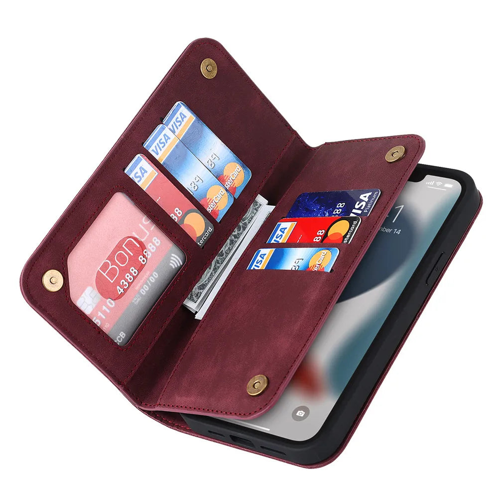 MUSK: Wallet iPhone Leather Case - Premium leather wallet case with card slots and secure protection, combining elegance and functionality for your iPhone.