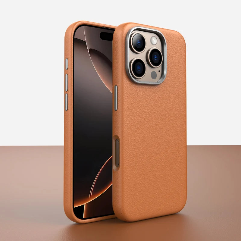 VEGAN: Premium Leather Magnetic iPhone Case - Eco-friendly vegan leather case with MagSafe compatibility, offering stylish protection and seamless wireless charging for your iPhone.