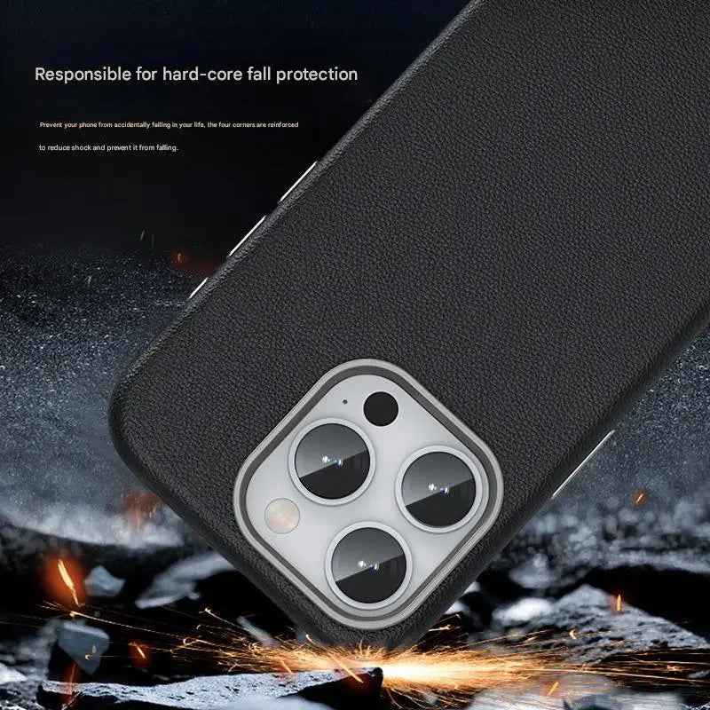 VEGAN: Premium Leather Magnetic iPhone Case - Eco-friendly vegan leather case with MagSafe compatibility, offering stylish protection and seamless wireless charging for your iPhone.