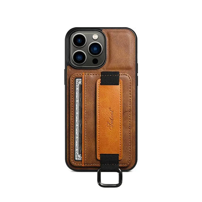 EZRA: Stylish iPhone case with card holder, PU leather design, and built-in money pocket for convenience and elegance.